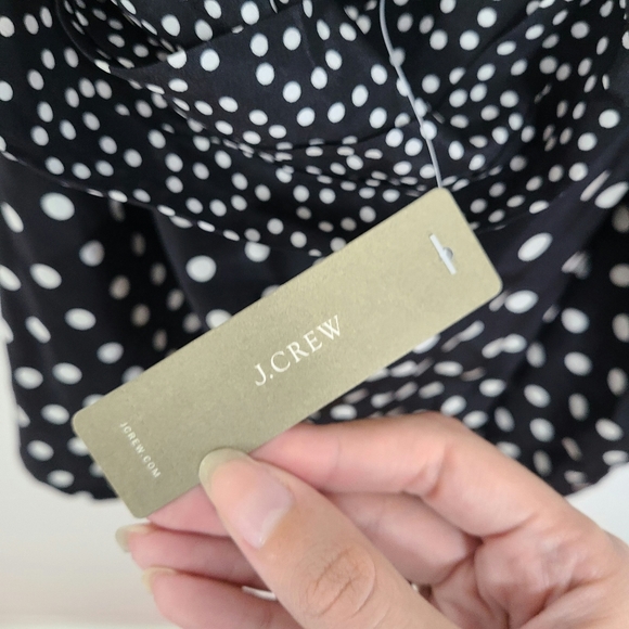 J. Crew | NWT Polka Dot One Shoulder Blouse Black White Size 12 - Picture 4 of 6